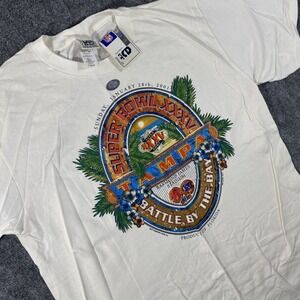 NWT Vintage Superbowl XXXV 2001 Shirt Men's XL White Tampa Florida Ravens Giants